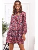 Casual dress with ruffles, pink 9105 - Online store - Boutique